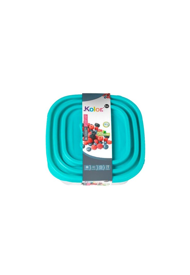 JUEGO DE 3 CONTENEDORES CUADRADO PLASTICO LINEA IMOLA Surtido