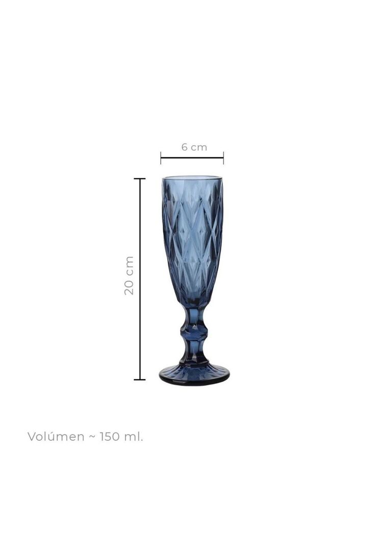 Set 6 Copas Champagne Azul 150ml Imahe-2
