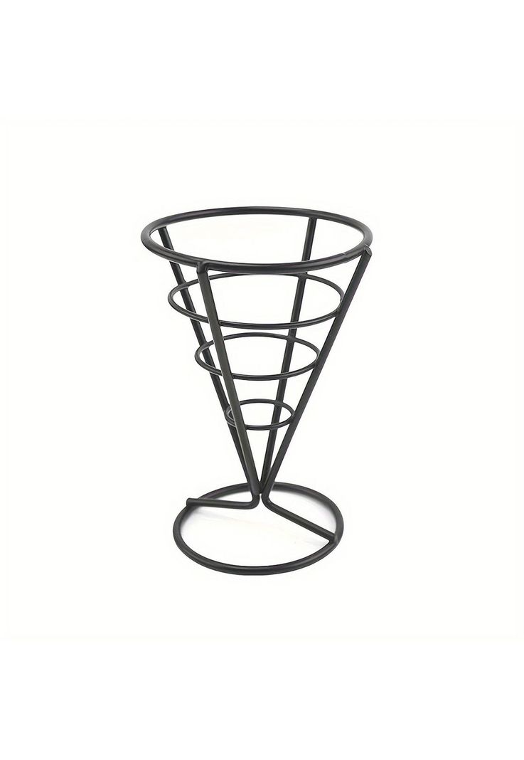 CONO ALAMBRE NEGRO CON BASE PARA PAPAS FRITAS DIA 10 X 15 CM
