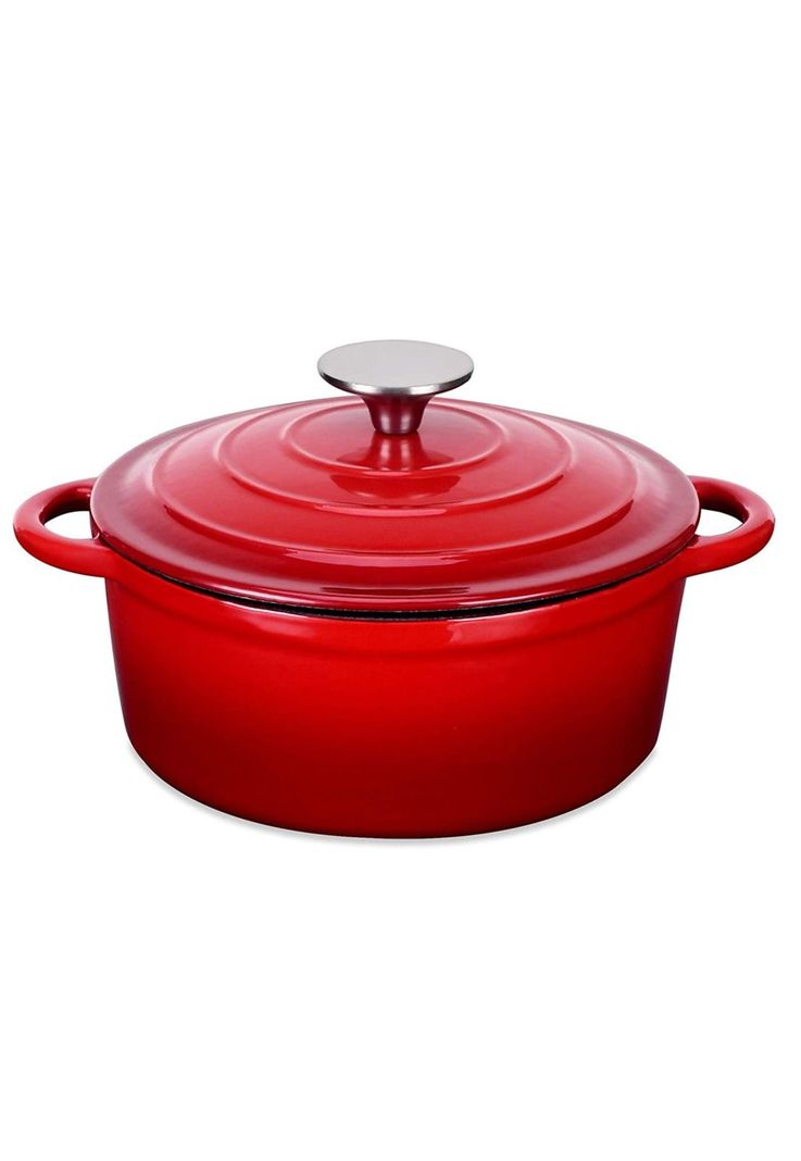 OLLA HIERRO FUNDIDO REDONDA ROJA 24x12 cm-1