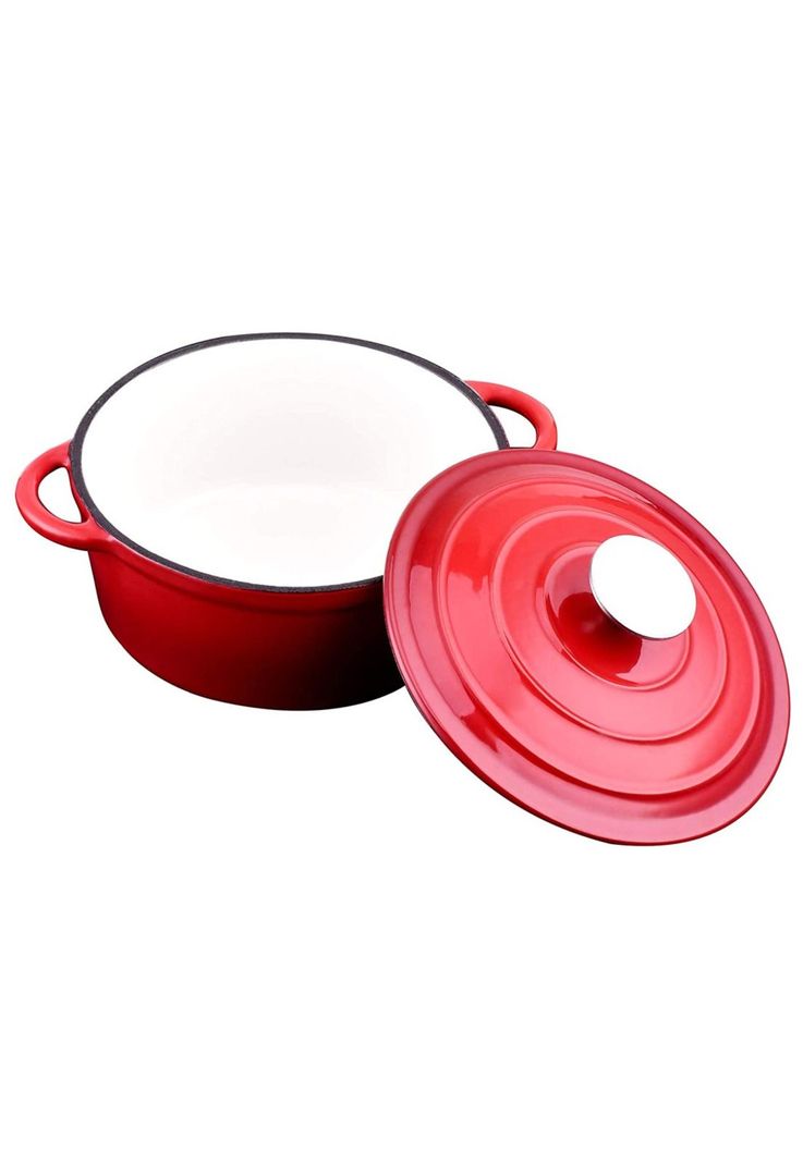 OLLA HIERRO FUNDIDO REDONDA ROJA 24x12 cm-2