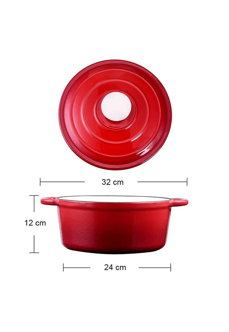 OLLA HIERRO FUNDIDO REDONDA ROJA 24x12 cm-3