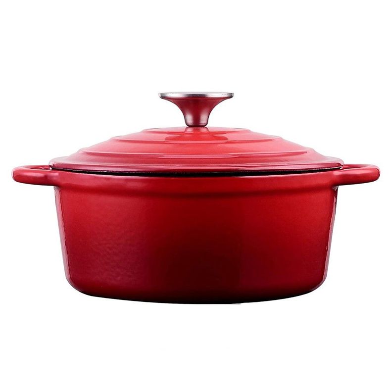 OLLA HIERRO FUNDIDO REDONDA ROJA 24X12 CM Rojo