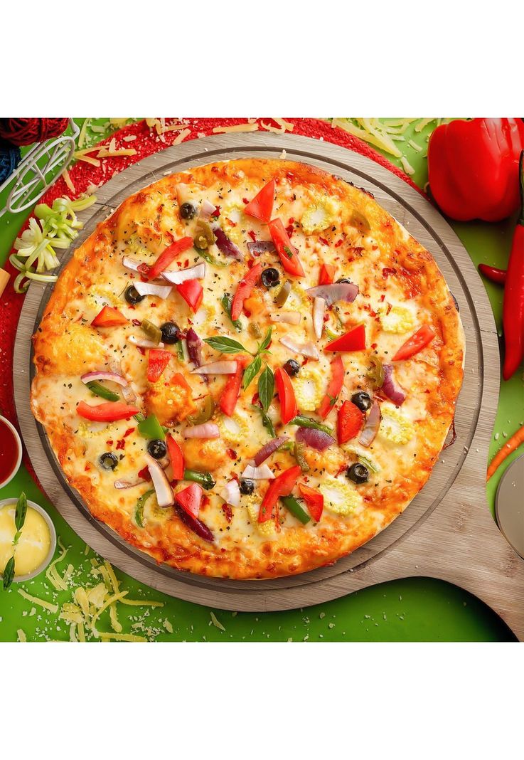 PLATO PIZZA MADERA CON MANGO 32,5cm-4