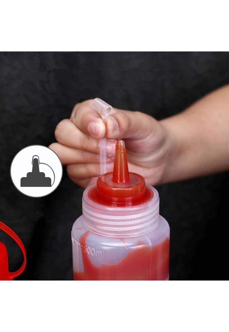 SET 3 BOTELLA DISPENSADORA SALSA GRADUADA TRANSPARENTE 600ML-3