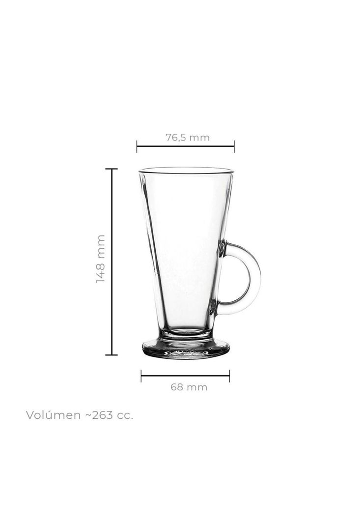 Set De 6 Taza De Vidrio 260 Cc. Linea Columbian-2