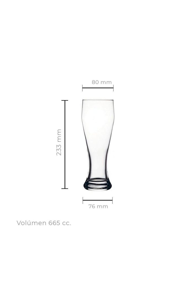 Set de 6 Vaso Vidrio Garza Cerveza 665 Cc Línea Weizenbeer-2