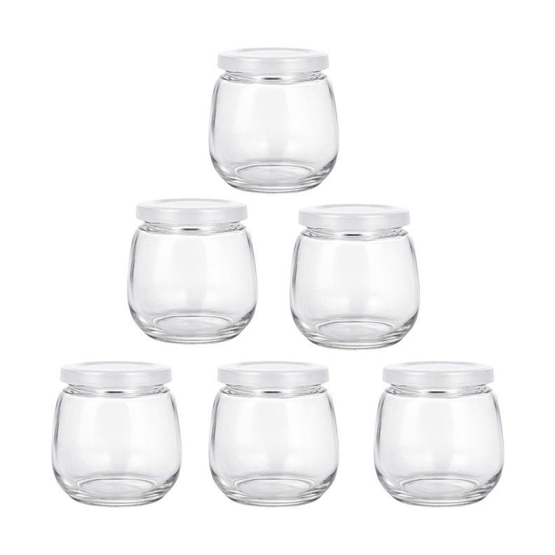 PACK DE 6 FRASCO DE VIDRIO 200CC TAPA HERMETICA PLASTICA Transparente