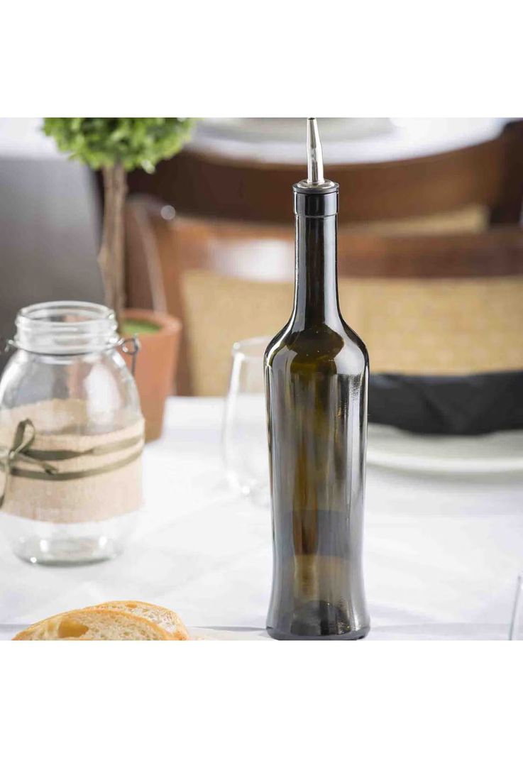 Botella Aliño Con Dosificador Vidrio Verde 510 Ml Modelo Luna-6