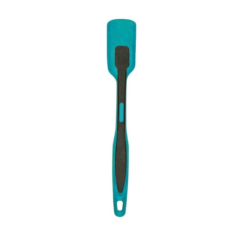 ESPATULA/ RASPADOR C/CABEZA CUCHARA  SILICONA 33 CM Plateado Metalico