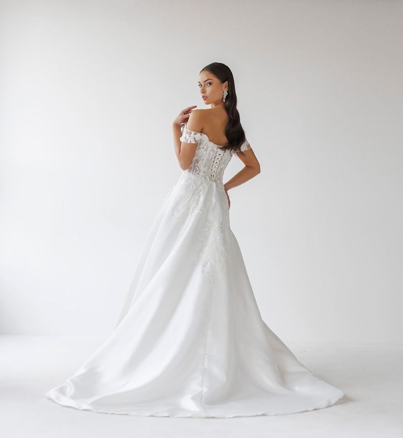 Vestido de Novia Clara falda Mikado, Dulce Novia-1