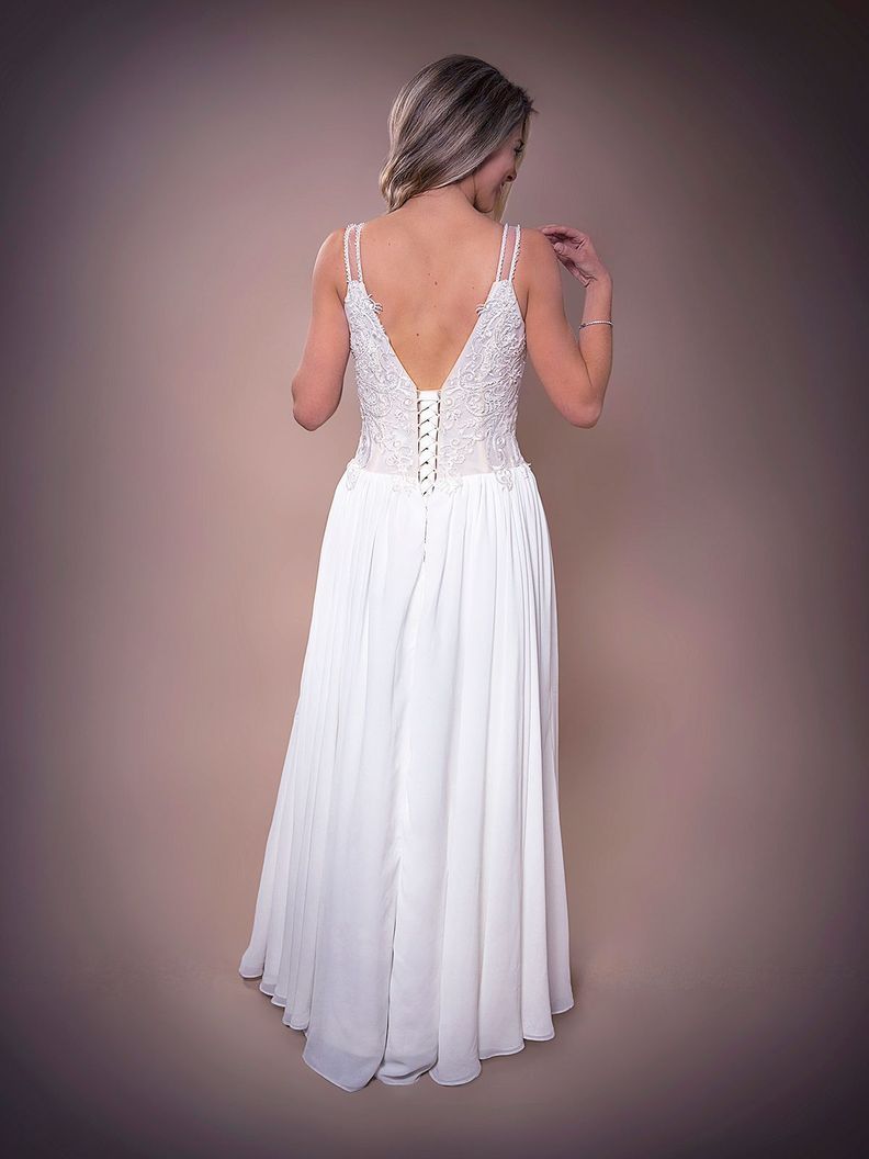 Vestido de Novia Belén falda de Chifón-4