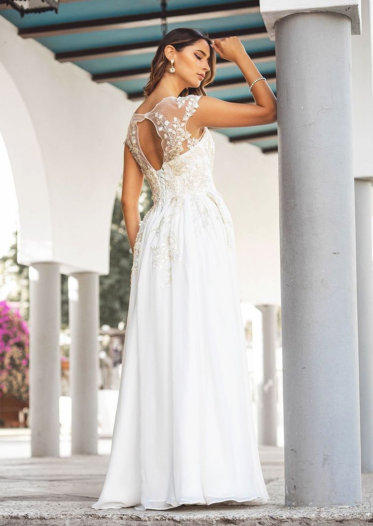 Vestido de Novia Mikaela falda de Chifón-0