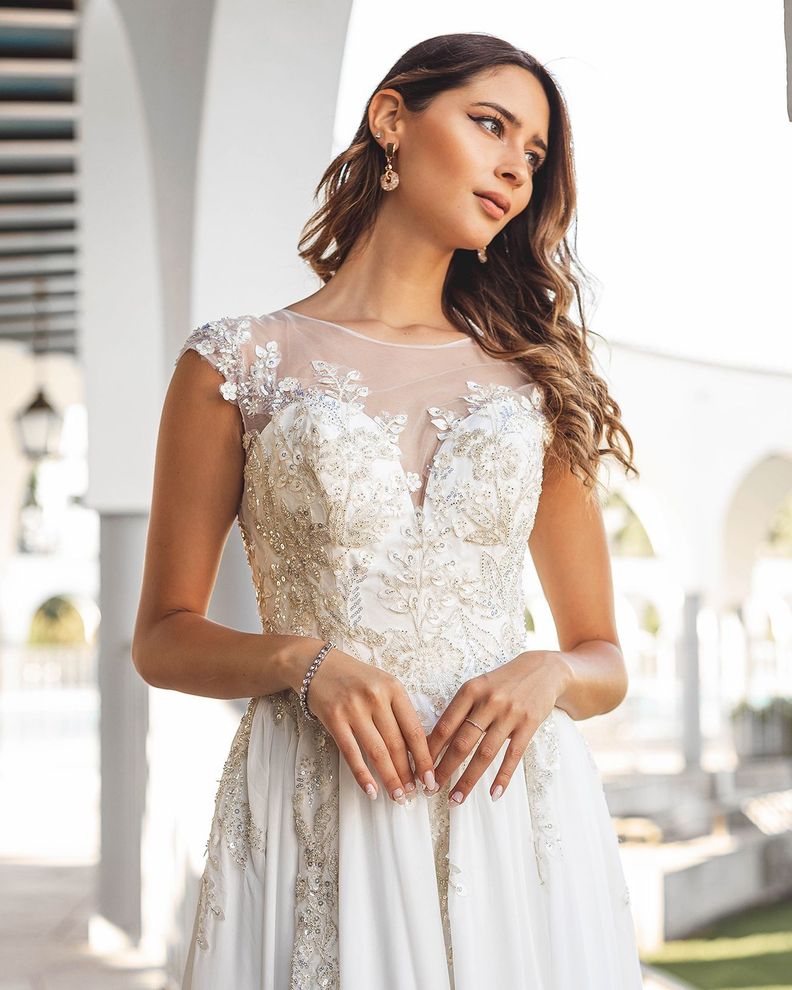 Vestido de Novia Mikaela falda de Chifón-1