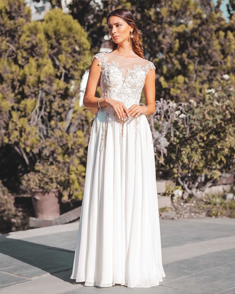 Vestido de Novia Mikaela falda de Chifón-3