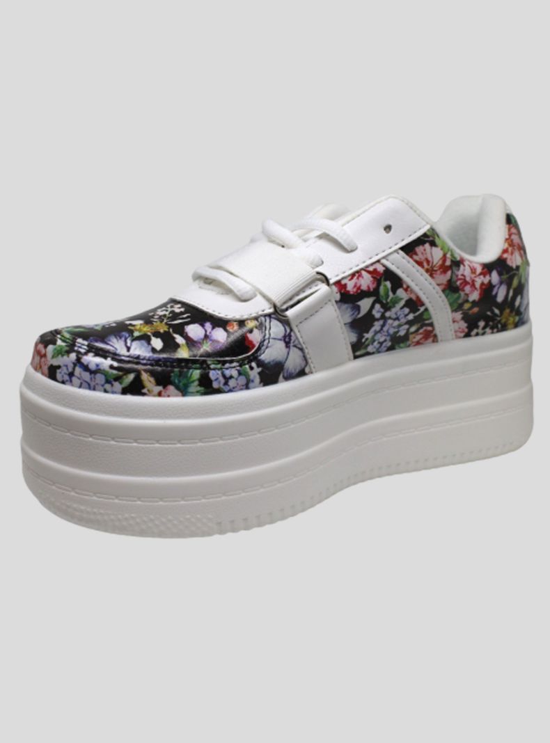 Zapatilla Plataforma Urbana Flores Mujer-4