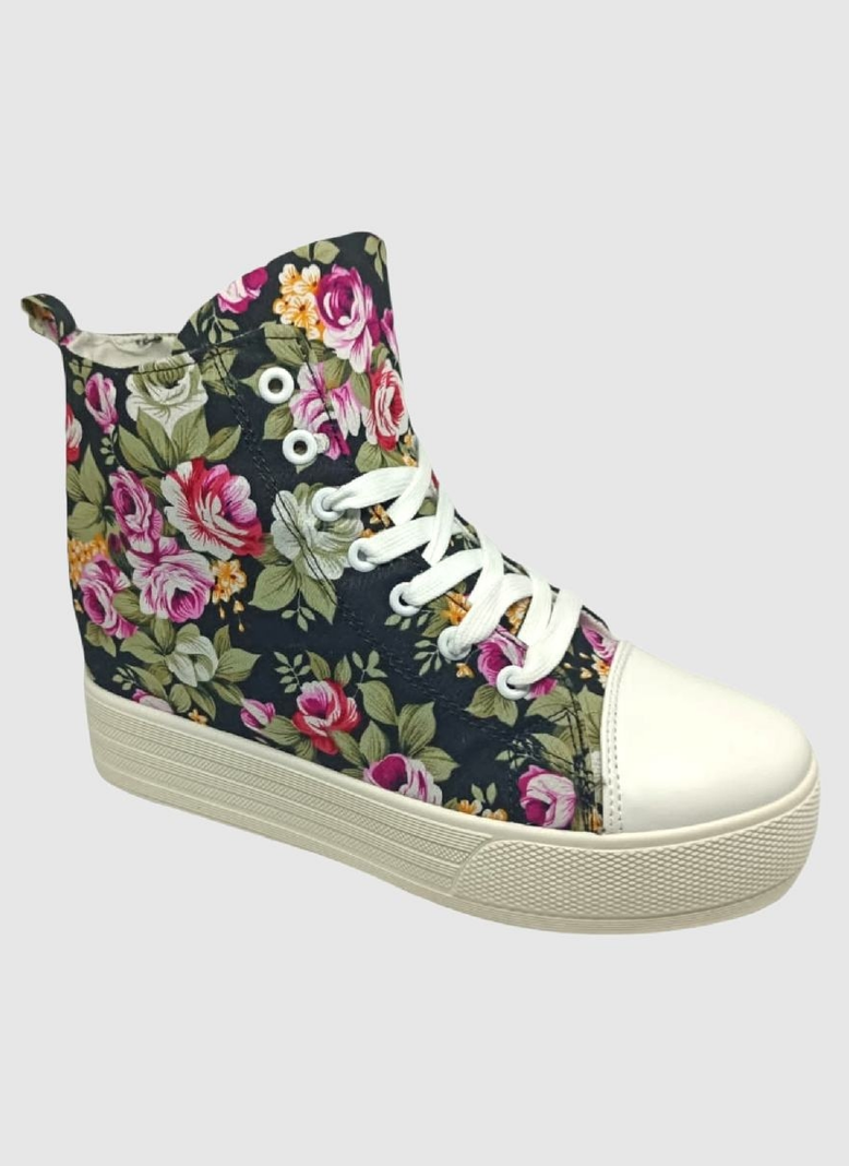 Zapatilla urbana de lona con taco interno -0