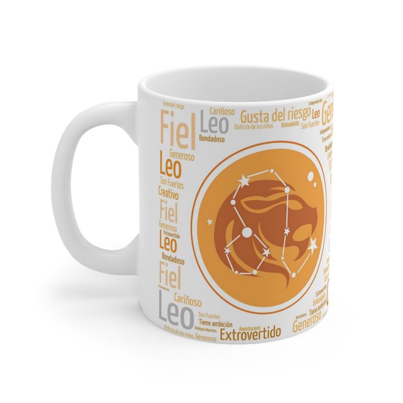 Taza Signo Zodiacal Leo Cerámica Horóscopo Astrología Regalo 325 ml-0