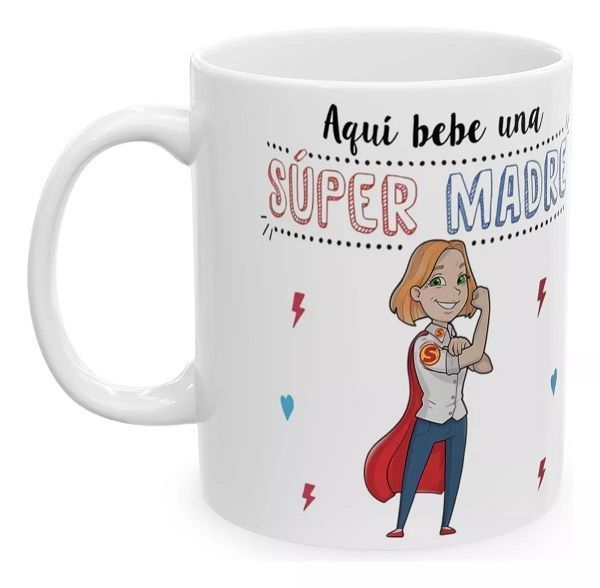Taza Aquí Bebe Una Super Madre Tazón 325 ml Cerámica-0