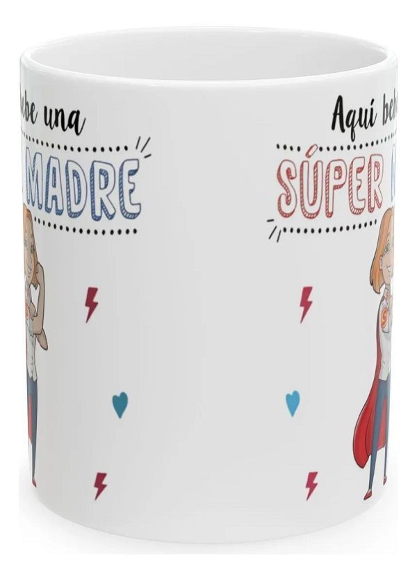Taza Aquí Bebe Una Super Madre Tazón 325 ml Cerámica-1
