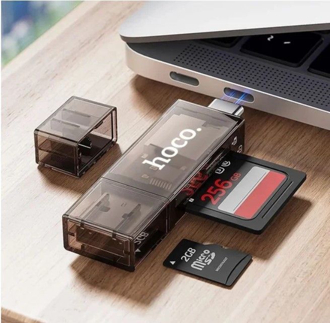 Lector De Tarjetas Hoco DHD01 USb C 3.0 Negro-3