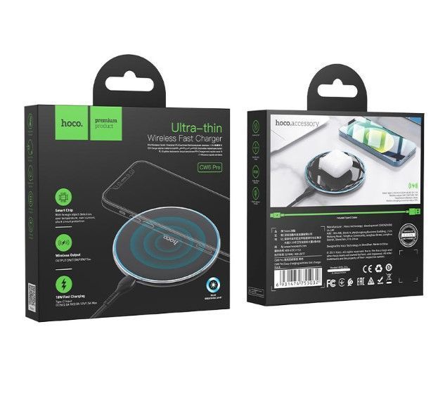 Cargador Inalámbrico Hoco CW6 Pro Ultra Delgado 15w-2