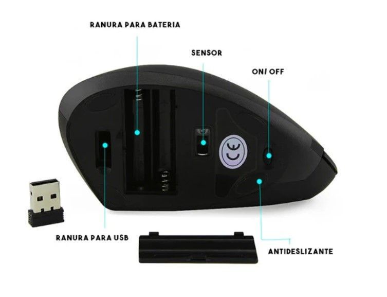 Mouse Vertical Ergonómico Inalámbrico Negro-2
