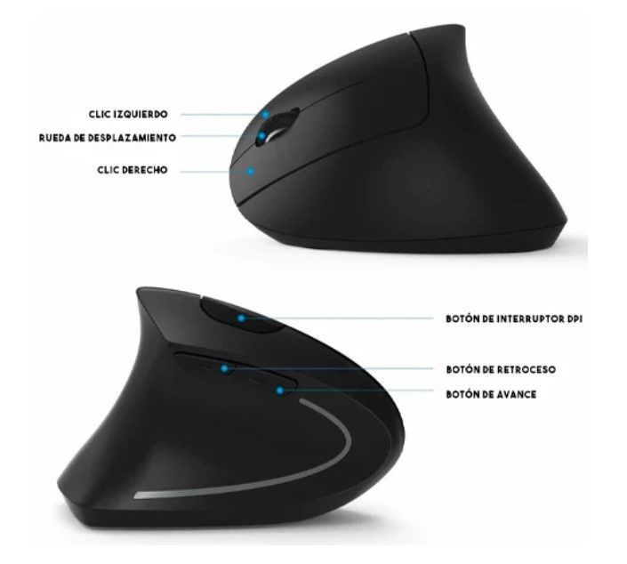 Mouse Vertical Ergonómico Inalámbrico Negro-5
