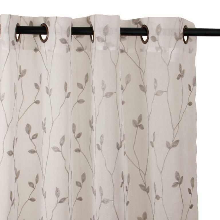 Set Cortina de ambiente Mati y velo bordado Gris 140x225-2