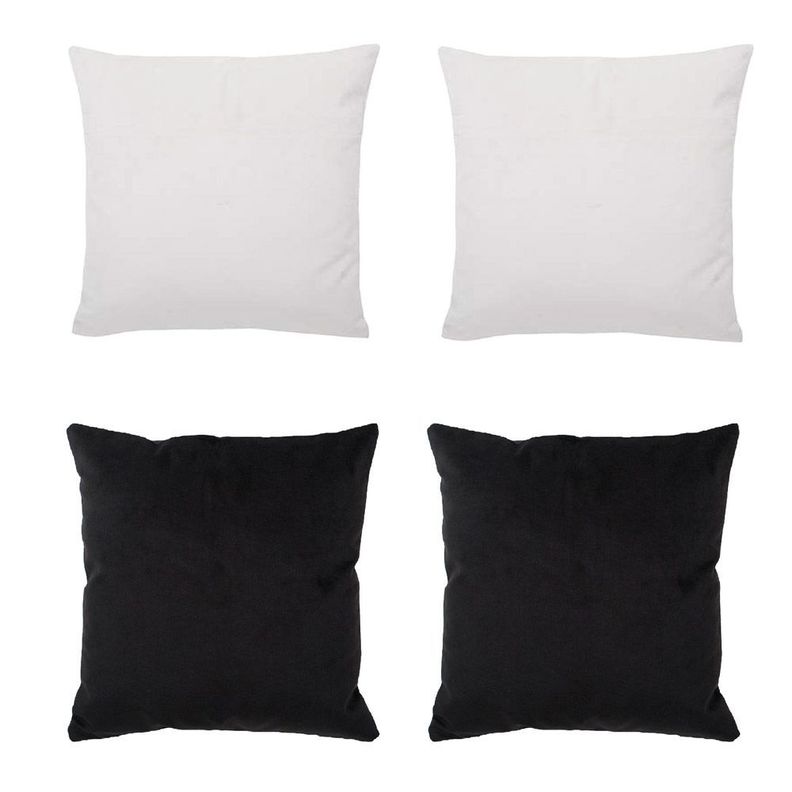 Set 4 Cojines combinados 40X40 Felpa velvet Ivory y Negro