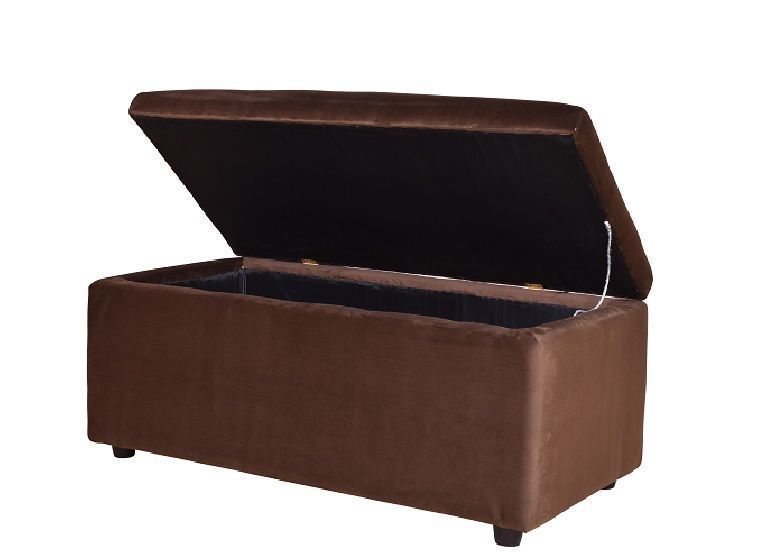 Banqueta Baul Felpa Chocolate  100x50x45 cm-0