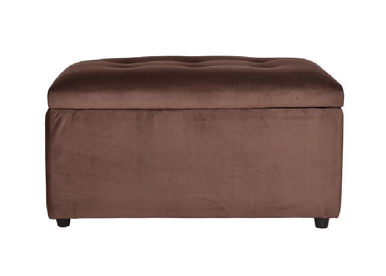 Banqueta Baul Felpa Chocolate  100x50x45 cm-1