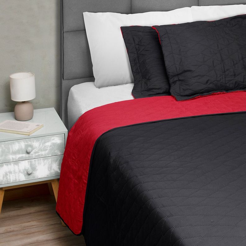 Quilt Bicolor Masel 1,5 plazas Negro - Rojo 180x250-1