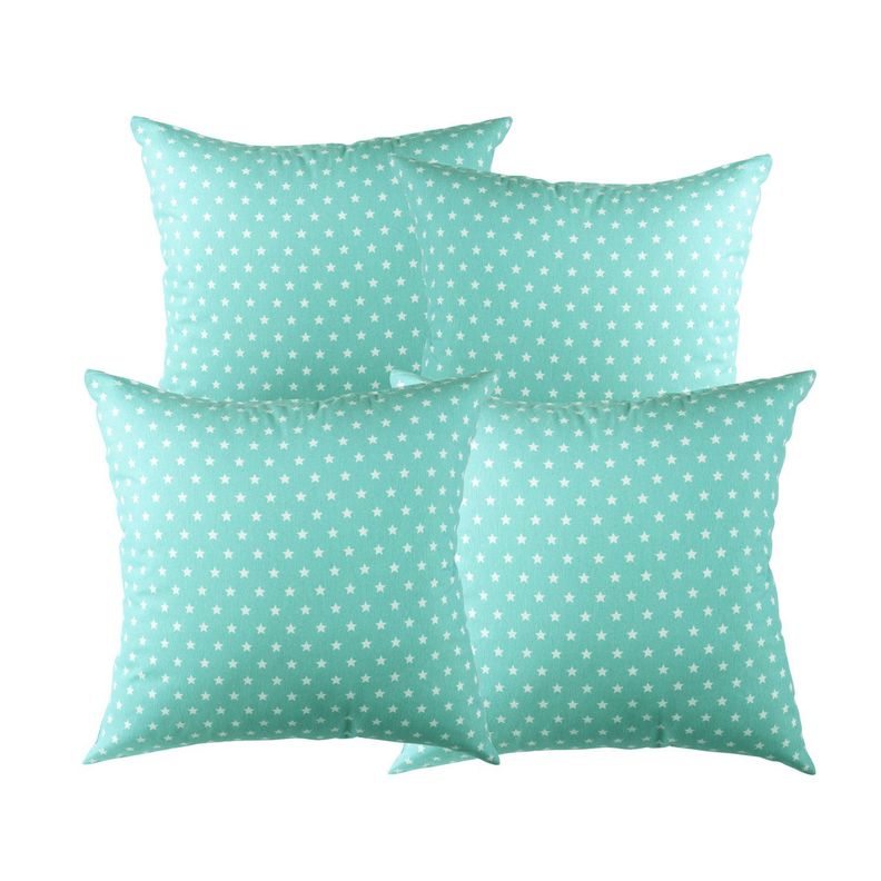 Set 4 Cojines Lona Mini Estrellita Jade 50x50 cm Turquesa