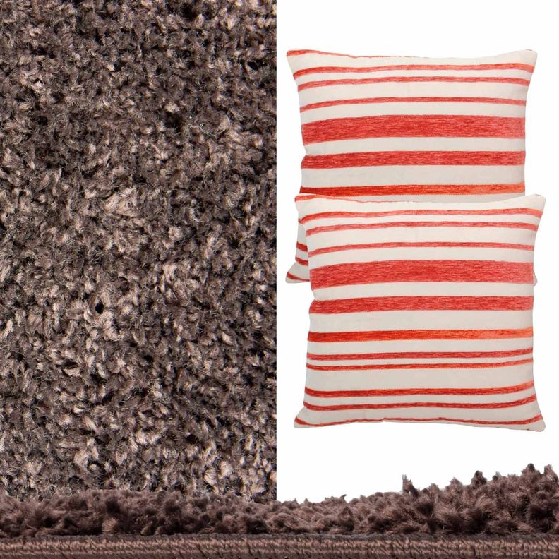 Set Alfombra  nubia  1.60X2,30 CHOC + 2 cojines 40X40-0