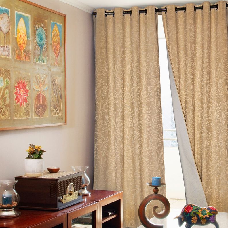 Set 2 Cortinas Black Out Panda 1.40 X 2.25 Beige-0
