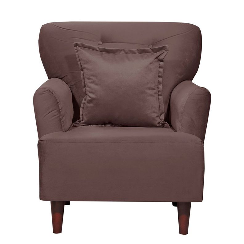 Poltrona York 1c Felpa Chocolate 75x55x92 cm Cafe