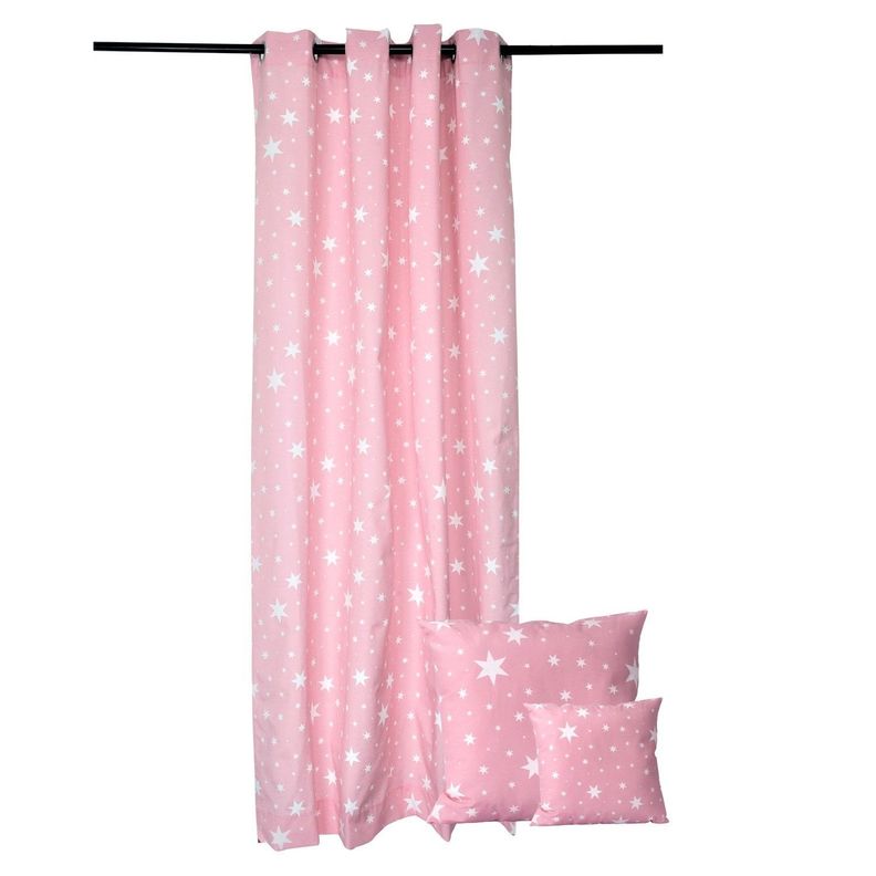 Juego Cortinas + Cojines infant. Estrellita Rosa-0