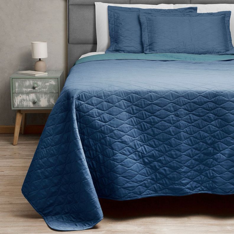 Quilt Bicolor Masel King 250 X 260 azul - Petroleo