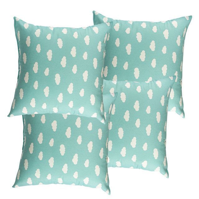 Set 4 Cojines Lona Nube Jade 50x50 cm Turquesa