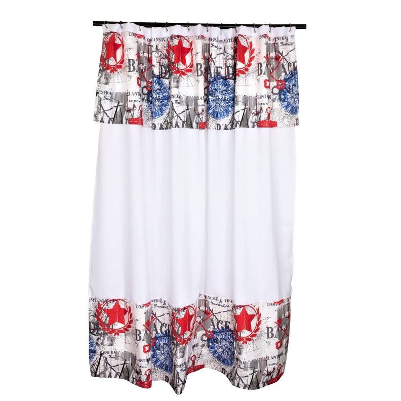 Set  Cortina Baño Port Bicolor Blanco + Juego de Toallas Blanco-1