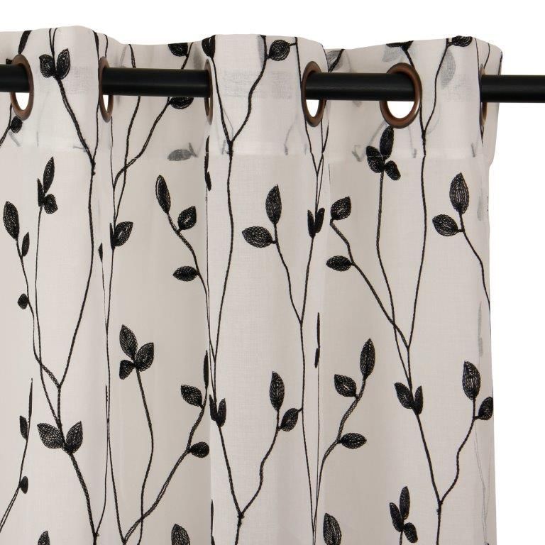 Set Cortinas de ambiente 4pzas tela Mati y velo bordado Gris oscuro-2