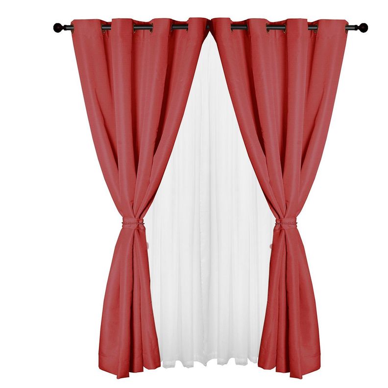 Set Cortinas 8 Piezas Yasmin Rojo-0