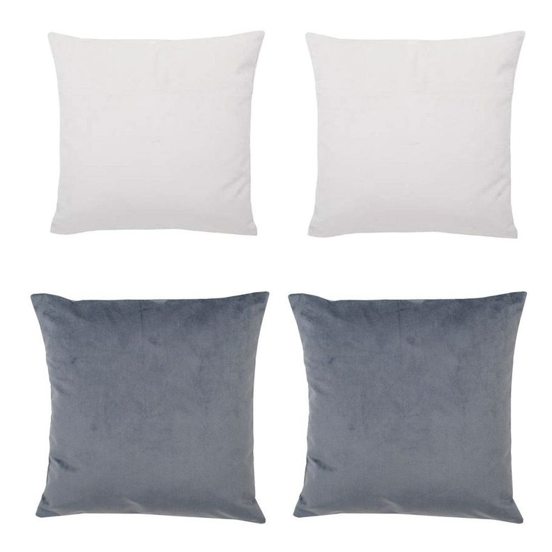 Set 4 Cojines combinados 40X40 Felpa velvet Ivory y Gris