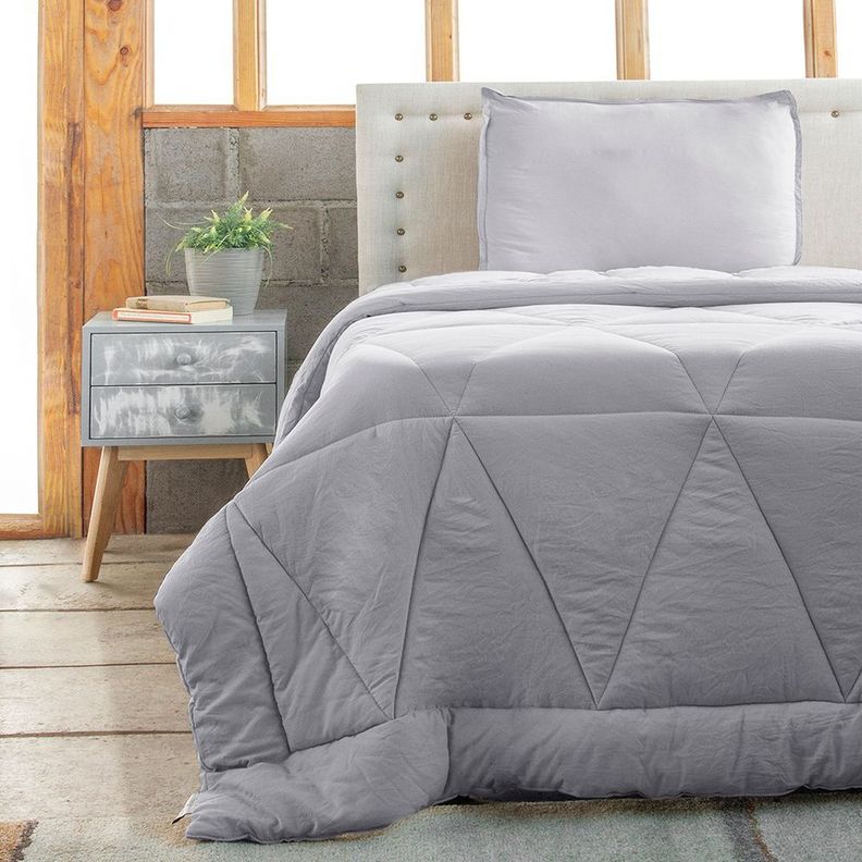 Juego Plumon 2PL Comforter Nautica Home c fundas Poliester 95gr GRIS