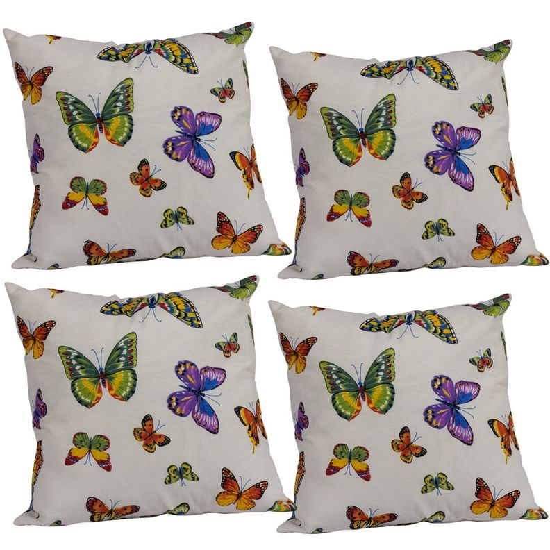 Set 4 Cojines Lona Espanola Farfalle 50x50 Morado