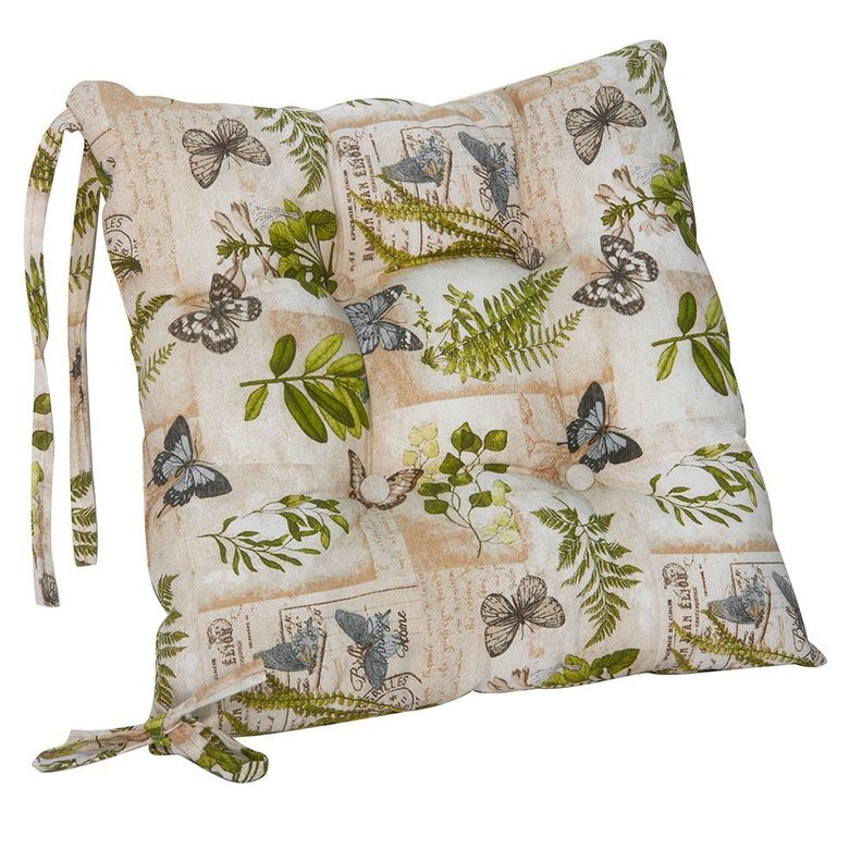 Cojin  silla terraza Botones  tela Lona Española Basil 45x45  Verde -0