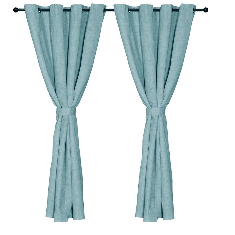 Set Cortina Masel B.O Lino Turquesa 140 x 225-2