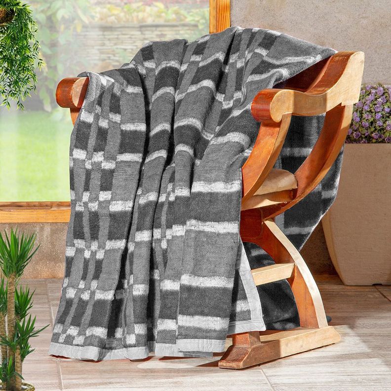 Frazada Polycotonn 1,5 pl Gris -negro-2