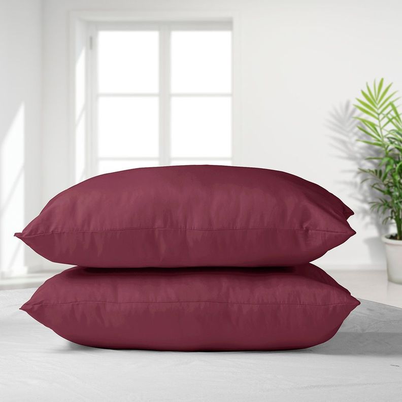 SET 2 ALMOHADAS MICROFIBRA 50 X 70 ECO COLORES Burdeo
